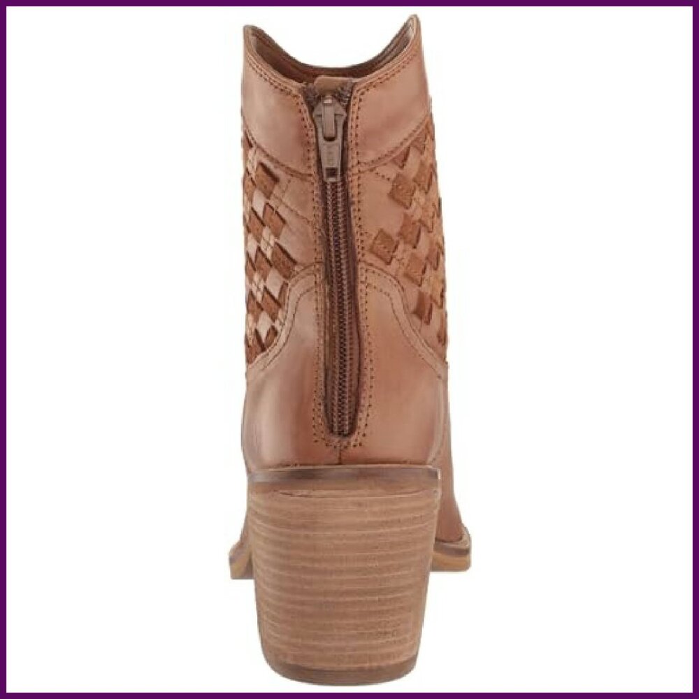 Leather Western Booties with Zipper Closure, Women's Ankle Boots - Picture 4 of 8